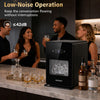 Countertop ice ball maker in black produces 2-inch ice spheres in 38 minutes, perfect for home bars with low-noise operation.