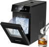 Countertop 2-inch ice ball maker in black with self-cleaning feature and 8-hour timer for convenient ice production.
