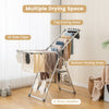 2-layer folding clothes drying rack with adjustable height, featuring multiple drying spaces and 4 shoe holders for.
