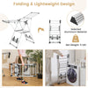 2-layer folding clothes drying rack with adjustable height, lightweight aluminum design for versatile drying needs.