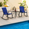 Set of 2 Metal Patio Rocking Chair with Breathable Seat Fabric-Navy - Gallery View 1 of 9