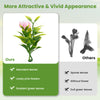 Faux decorative plant topiary ball with abundant 4-layer leaves and lovely pink flowers for indoor or outdoor use.