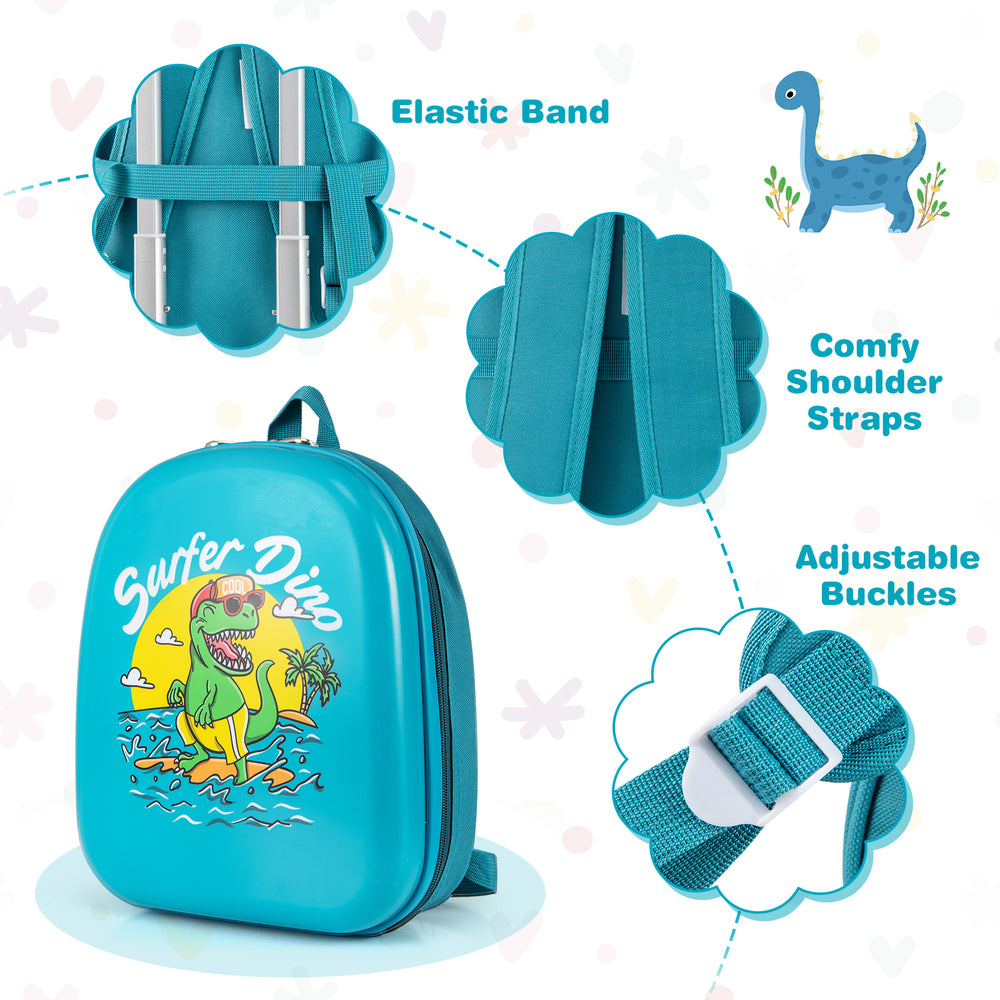 Backpack from the 2 PCS Kid Luggage Set in blue, featuring comfy shoulder straps and adjustable buckles for kids.