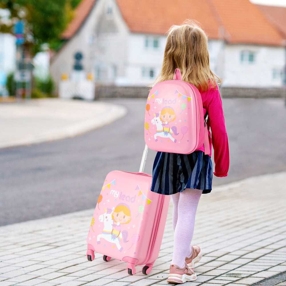 2 PCS Kid Luggage Set With Spinner Wheels for Children Boys Girls-Pink - Gallery View 1 of 10