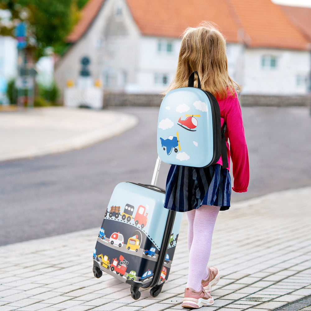 2 PCS Kid Luggage Set With Spinner Wheels for Children Boys Girls-Dark Blue - Gallery View 1 of 10