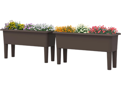Costway 2-Pc Self-Watering Raised Garden Bed Planter Boxes w/ Detachable Legs Drainage Hole 63578249 New