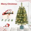 24-inch pre-lit tabletop Christmas tree with rotating musical base, featuring 35 LED lights and 72 lifelike branch tips.