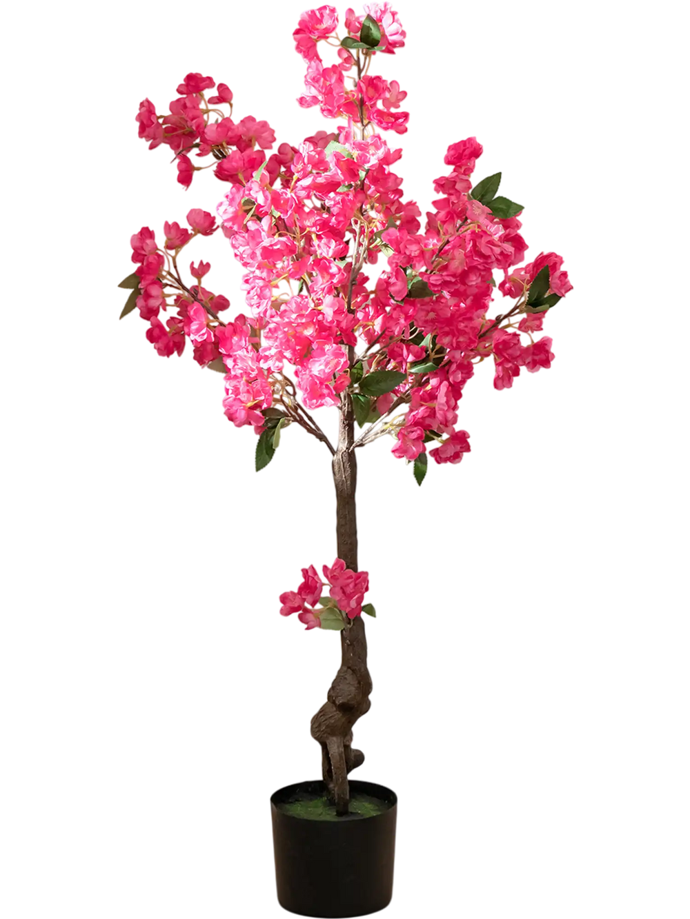 Artificial plum blossom tree with 92 red flowers and realistic trunk, perfect for indoor decoration without maintenance.
