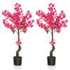 Two 41-inch artificial plum blossom trees with 92 vibrant red flowers, perfect for indoor decoration without.
