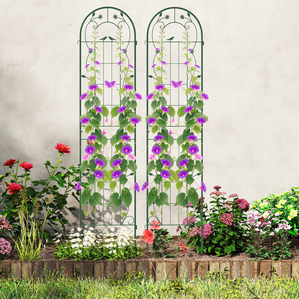 2 Pack 86.5 x 20 Inches Metal Garden Trellis for Climbing Plants-Green - Gallery View 1 of 8