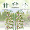 Metal garden trellis set featuring flower patterns and birds, ideal for climbing plants, measuring 86.5 x 20 inches.