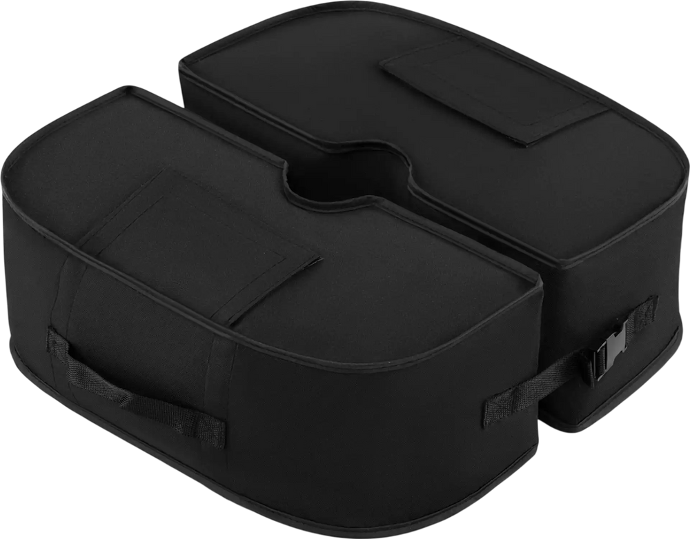 Black 2-pack umbrella base weight sandbags made of durable 900D oxford fabric for stable outdoor support.