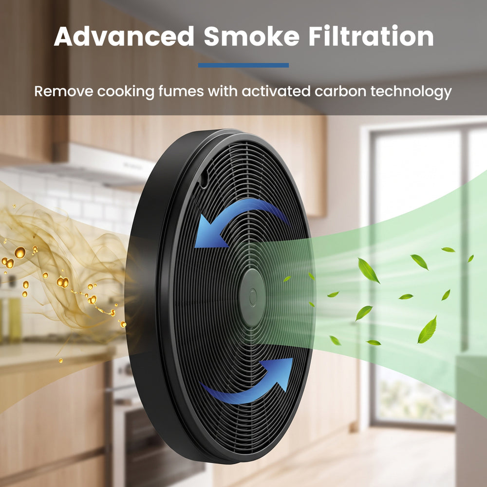 Activated carbon filter for ductless range hood, designed for advanced smoke filtration and easy tool-free installation.