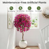 Artificial azalea tree with vibrant pink flowers in a cement-weighted pot, perfect for indoor decoration.