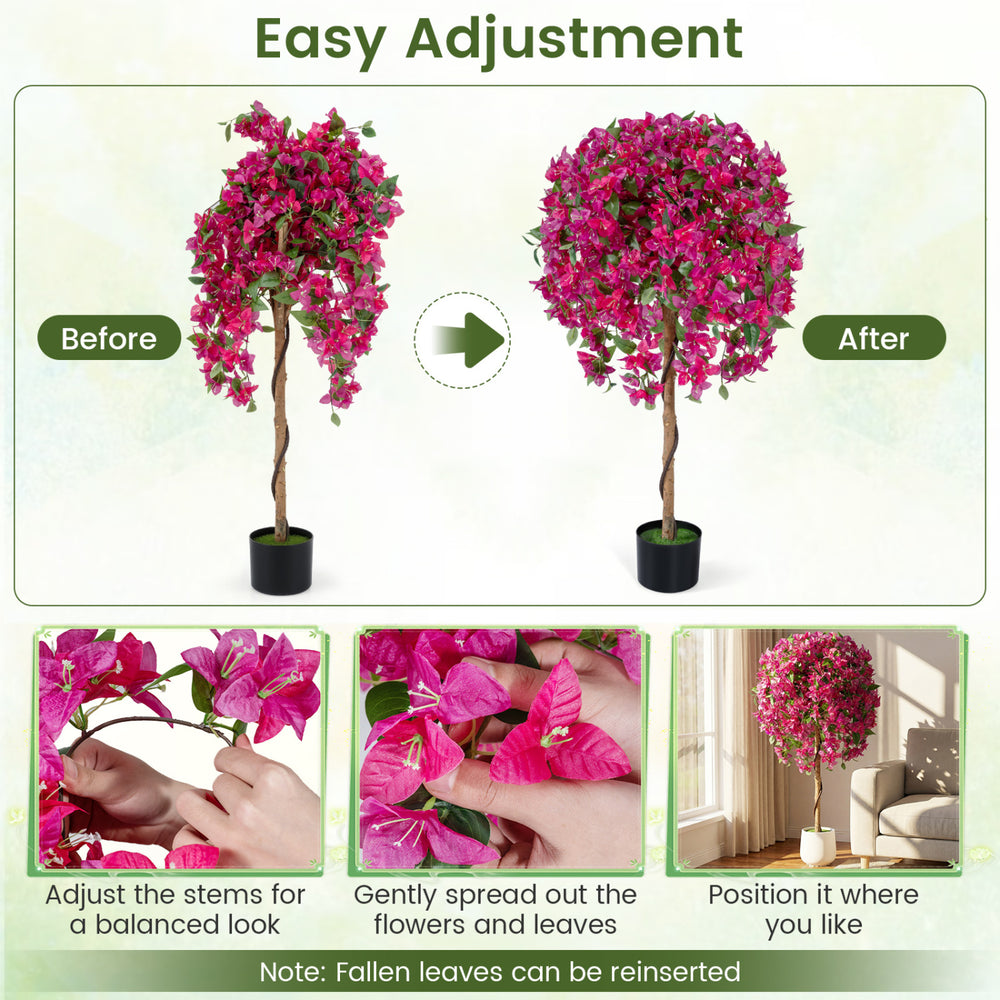 Adjustable 2 pack artificial azalea trees with vivid blooming flowers, perfect for indoor decoration in home or office.