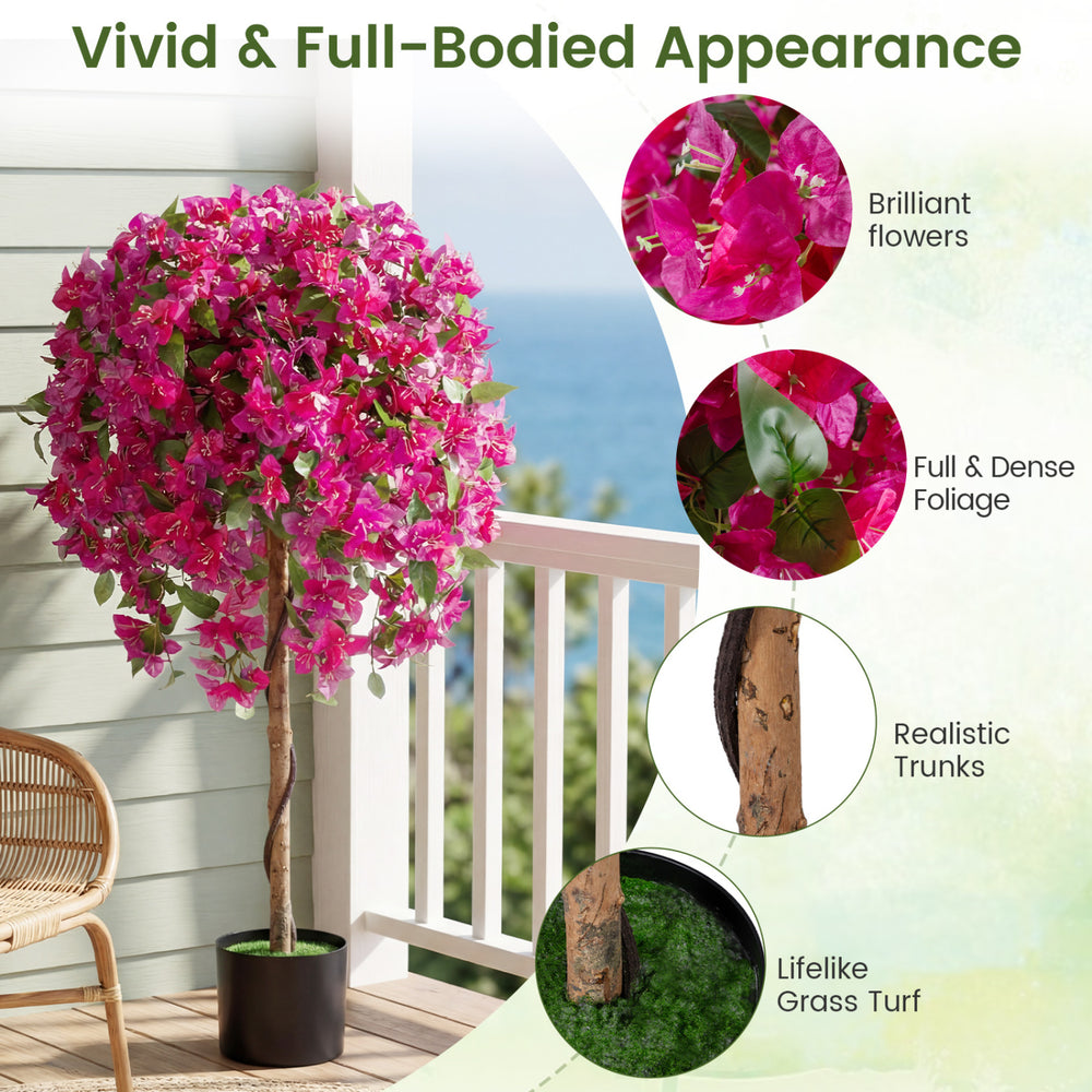 Artificial azalea tree with vivid blooming flowers and realistic trunk, perfect for indoor decoration in homes or.