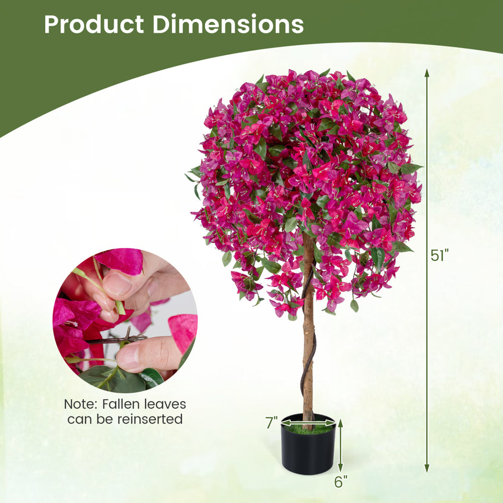 Artificial azalea tree with vivid blooming flowers, 51" tall, perfect for indoor decoration in home or office.