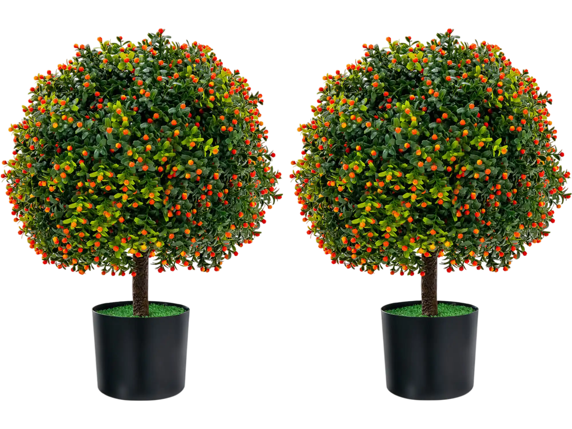 Costway Artificial Boxwood Topiary Ball Tree Orange Fruit 2-Pack 76354821 New