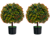 2-Pack Artificial Boxwood Topiary Ball Tree with Orange Fruit