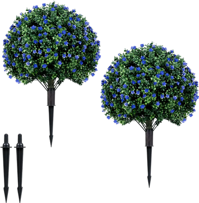 Costway 2 Pack Artificial Camellia Boxwood Topiary Ball Trees 27.5