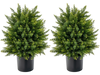 2-Pack Artificial Cedar Topiary Ball Tree with Cement Pot