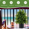 Artificial cedar topiary ball tree in a cement pot, perfect for home decoration, easy maintenance, and vibrant greenery.