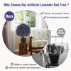 Artificial lavender topiary ball tree in a cement-filled pot, crafted from sun-proof PE material for lasting color.