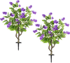 Two pack of 39-inch artificial locust flower trees with purple blooms and sturdy ground spikes for easy outdoor.