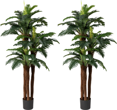 Costway 2 Pack 6.3' Artificial Palm Tree Adjustable Leaves 29901401 New
