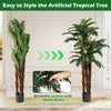 Two 6.3 ft tall artificial palm trees with adjustable, bendable leaves for indoor decoration and commercial use.