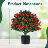 Artificial rose topiary ball tree with vibrant red roses, 20" height, 6" width, and 5" cement-filled flowerpot for.
