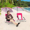 2 Pack Beach Umbrella Chair for Adults with Adjustable Parasol-Pink - Gallery View 1 of 10