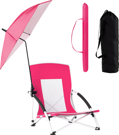 Costway Beach Chair with Adjustable Parasol for Adults 58670797 New