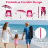 Pink beach umbrella chair set featuring adjustable parasol, breathable mesh, and portable design for outdoor relaxation.