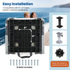 Close-up of the 5" x 5" mounting plate for boat seats, featuring durable PVC leather and included fixing bolts for easy.