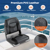 Black boat seat with PVC leather, waterproof surface, and exquisite stitching, ideal for comfortable marine seating.