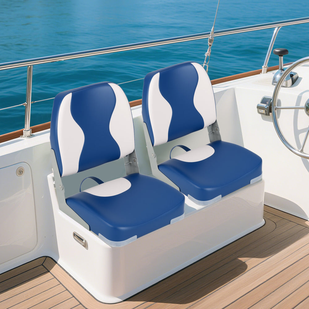 2-Pack Boat Seats with Thick Sponge Padding-Blue - Gallery View 1 of 10