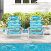 2 Pack Folding Beach Chair with Adjustable Positions and Head Pillow-Green - Gallery View 1 of 10