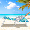 Folding beach chair in green with adjustable positions and head pillow, perfect for beach relaxation and outdoor.