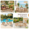 Folding wood dining chairs with slatted backrest, perfect for garden, balcony, poolside, or backyard relaxation.