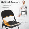 Folding chair with curved backrest, PVC leather, and high-density sponge for optimal comfort, ideal for indoor and.