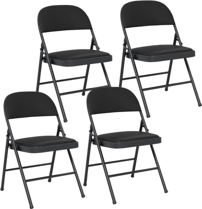 Costway 4 Pack Folding Office Chairs Metal Frame PVC Leather Indoor Outdoor 32836429 New