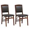 Set of 2 folding dining chairs with padded seat and high backrest in brown, featuring sturdy rubber wood construction.