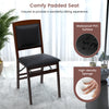 Folding dining chair with padded seat and high backrest in brown, featuring waterproof PVC surface for easy maintenance.