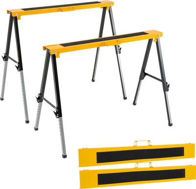 Costway 2 Pack Folding Saw Horses Adjustable Leg Heights Handles 25218757 New