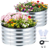 Galvanized raised garden bed kit featuring corrugated metal design, open-ended base, and vibrant flowers for outdoor.