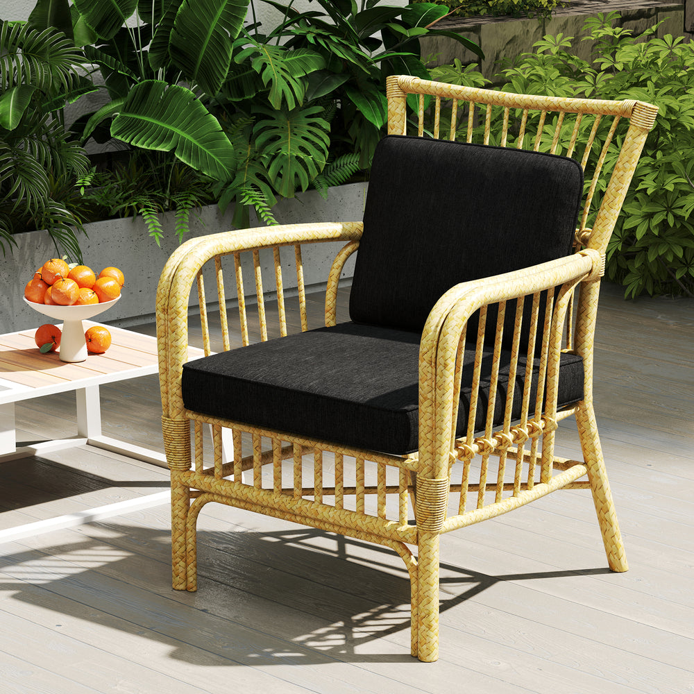 2-Pack Outdoor Patio Cushion Set with Removable Covers-Black - Gallery View 1 of 10