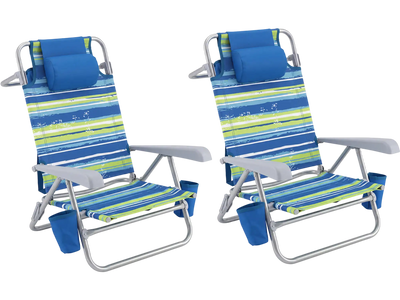 Costway Portable Folding Beach Chair 2 Pack 7-Position Backrest 19263433 New