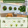 Square framed artificial foliage wall art featuring a combination of 9 faux plants, ideal for indoor and outdoor decor.