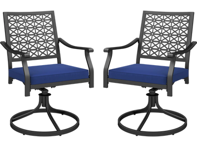 Costway 2-Pc Outdoor Patio Swivel Dining Chairs w/ Padded Cushions 829136547 New